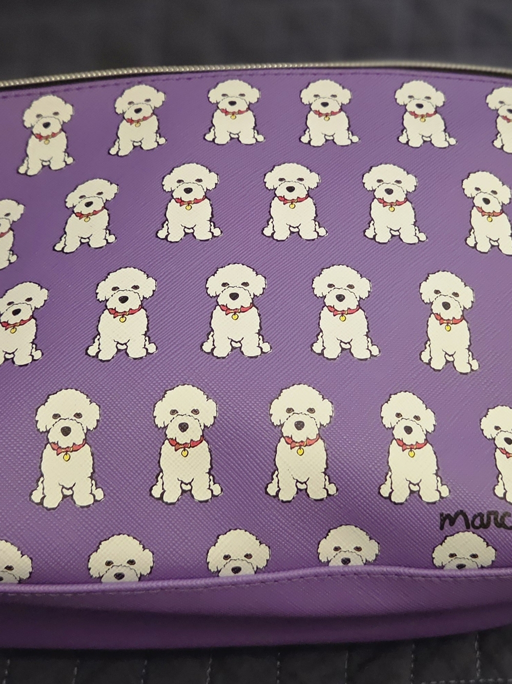 Marc Tetro Purple Bichon Frisé Cosmetic Bag